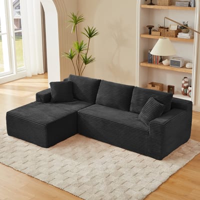 MODENUIT Hoekbank - 4 Opstellingen Met Chaise Longue En Rug- En Nekkussens - Voor Woonkamer - Schuim Zwart