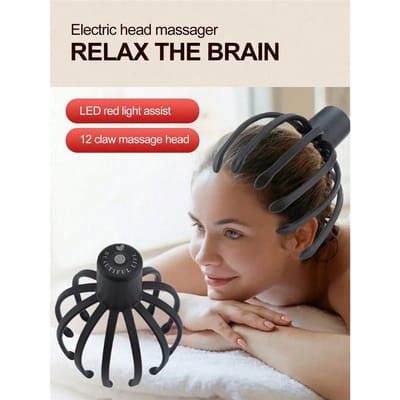 Intelligente Elektrische Octopus Hoofdmassager Zielenextractie, Hoofdhuid Krabben Meridiaan Baggeren, Hoofdhuidmassage en Ontspanningshulpmiddel zwart