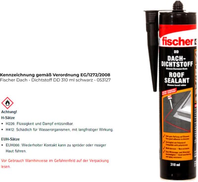 Fischer Dach - Dichtstoff DD 310 ml zwart - 053127