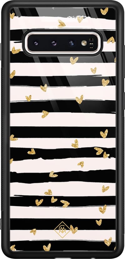 Casimoda® hoesje - Geschikt voor Samsung Galaxy S10 - Hart Streepjes - Luxe Hard Case Zwart - Backcover telefoonhoesje - Zwart