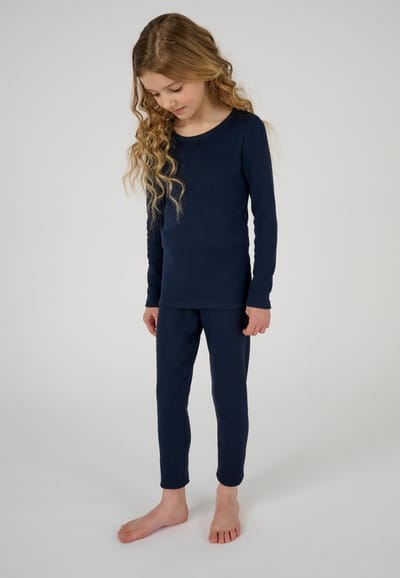 Damart - Lang ondergoed Thermolactyl, fleece ribboorden - Kinderen - Blauw - 8 JAAR
