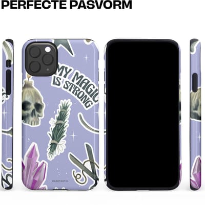 Casetastic hoesje geschikt voor Apple iPhone 11 Pro Max - Dubbellaagse bescherming - Lila Paarse Hekserij Strong Magic Sterren Collage - Fashion Case - Lila Lichtgrijs Wit