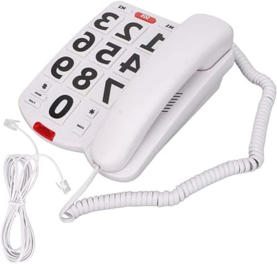 Vaste Telefoon - Senioren Telefoon - Eenvoudig Bellen - Extra Grote Knoppen - 26 cm Pakket - Wit