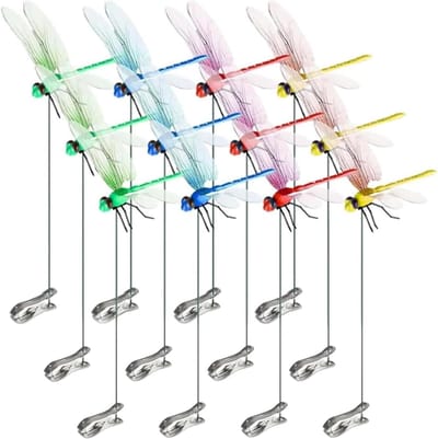 Libelle Hoedclip - 12 stuks Libelle Clip Insectenwerend - Tuinlibelle - Kunstmatige Libelle Clips voor Buitengebruik - Natuurlijk en Ecologisch voor Woonaccessoires