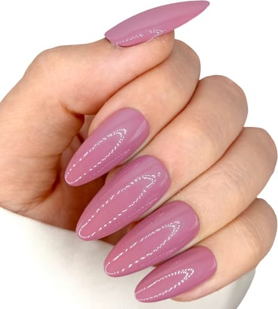 SD Press on Nails - B-76 - Nude Paars - Plaknagels - Nagelset 20 Nagels - Gellak - Nagellak - Lang Stiletto Nageltips - Nepnagels met Lijm - Kunstnagels - Nail Art - Handmade - Valse nagels - Nagelvijl - Accessoires - Lange Nagels