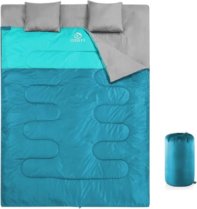 Dubbele waterdichte slaapzak voor volwassenen - XL Queen Size, ideaal voor 3 seizoenen kamperen, wandelen en backpacken