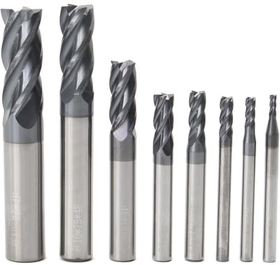 Dailygoods- Frees Set 8 Stuks - HRC45° - 4 Snijkanten - Tungsten Staal - 2-12mm Diameter - TiAIN Coating - Geschikt voor Staal - Freeset