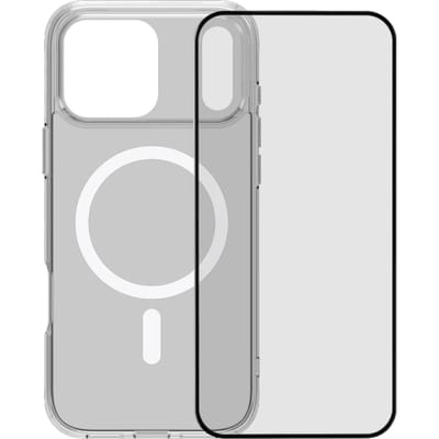 BlueBuilt Protective Back Cover met MagSafe iPhone 17 Pro Max Transparant + BlueBuilt iPhone 17 Pro Max Screenprotector Glas