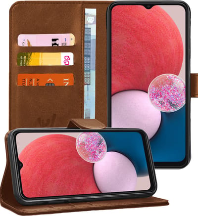 Hoesje geschikt voor Samsung Galaxy A13 4G - Book Case Kunstleer Wallet Cover Portemonnee Pasjeshouder Hoes Bruin