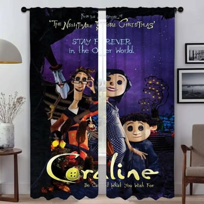 Partition Coralines Verduisterend Gordijn voor Kamer 2 Panelen Anti-muggen Gordijnen voor Camerazonwering Halloween Decoratie Woonkamer Kind W50xH70cmx2pcs-CL