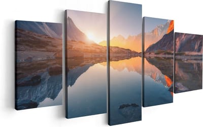 Artaza Canvas Schilderij Vijfluik Bergen Landschap Met Zonsopgang - 100x50 - Foto Op Canvas - Canvas Print