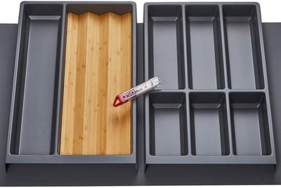 Orga-Box Vario SET 1 antraciet voor lade van 90 mm: multifunctionele inleg, kruideninleg, bestekinleg, antislipmat Orga-Weave
