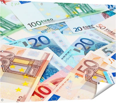Gards Tuinposter Euro Geld Biljetten - Briefjes - 120x90 cm - Tuindoek - Tuindecoratie - Wanddecoratie buiten - Tuinschilderij