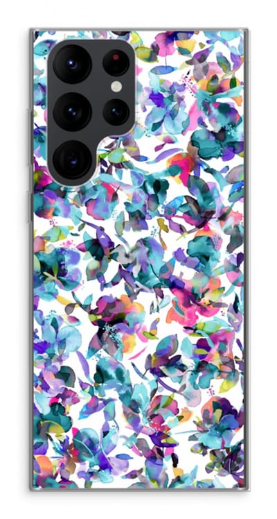 Hoesje geschikt voor Samsung Galaxy S22 Ultra hoesje - Hibiscus Flowers - Soft Cover Telefoonhoesje - Bescherming aan alle Kanten en Schermrand