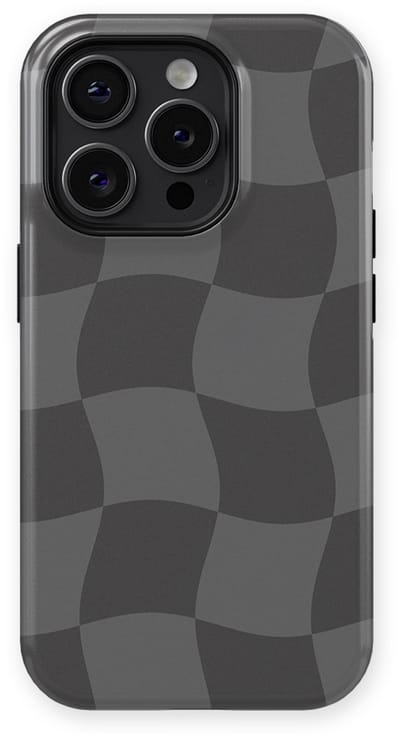 Checkered Warp Hoesje geschikt voor iPhone 14 Pro | Geschikt Voor Mag | Uniek Design Hoesje | Beschermhoes geschikt voor iPhone 14 Pro Grey Motion