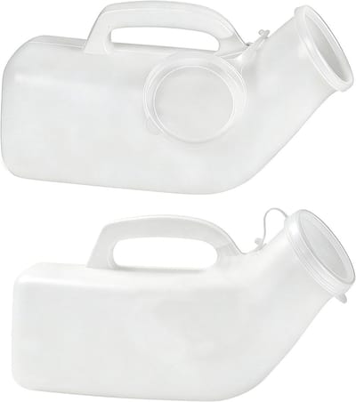 Draagbare urineflessen voor mannen - 2 stuks, 1000 ml, ideaal voor onderweg, camping en noodgevallen