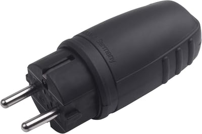 Veiligheidscontactstekker - rubber/kunststof - zwart - 250 V - 16 A