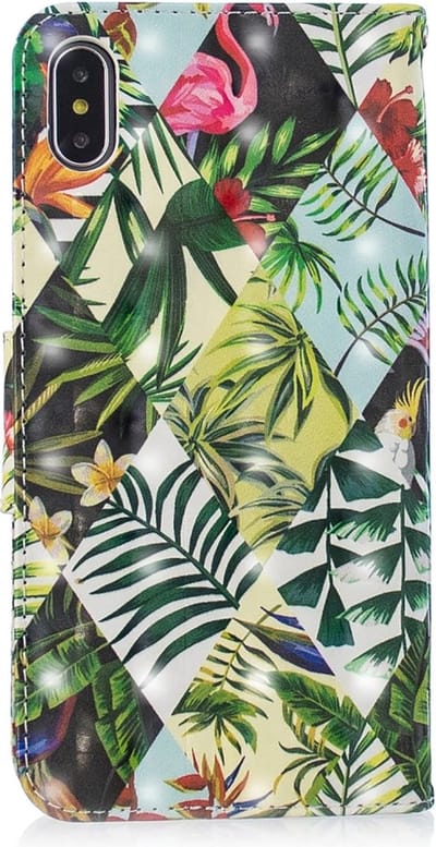Peachy Cover Booklet case hoesje jungle bladeren design geschikt voor iPhone XS Max - Bladeren