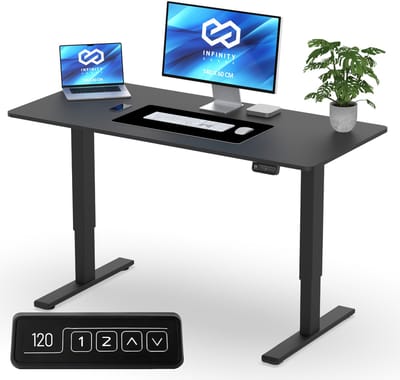 Infinity Goods Zit Sta Bureau - Elektrisch Verstelbaar In Hoogte - 140 x 60 CM - Geheugenfunctie - Zwart