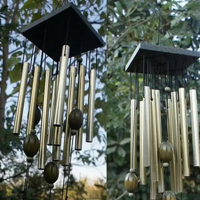 1 stuks Grote Windgong Bel RVS Vlinder 12 Buis Buiten Deur Hanger Ornament Windgong Tuin Erf Decor black