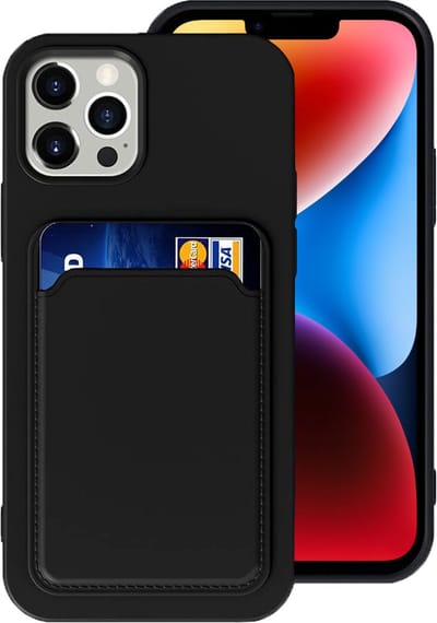 Geschikt voor iPhone 14 Pasjes houder Hoesje Case - Portemonnee Hoesje Cover - Zwart