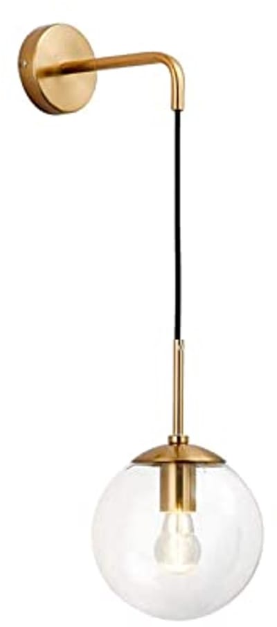 Stijlvolle glazen wandlamp met gouden accenten - E27 lampfitting voor slaapkamer, woonkamer en eetkamer
