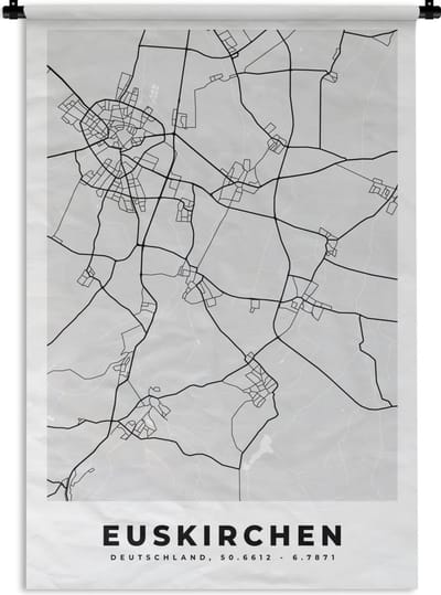 Wandkleed - Wanddoek - Euskirichen - Stadskaart - Plattegrond - Kaart - Duitsland - 120x180 cm - Wandtapijt
