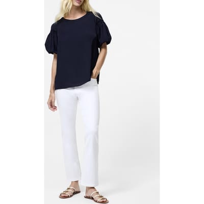 French Connection Crepe Light Puff Sleeve Top Utility Blue Taglia: S | Magliette intime Outlet | Donna | Blu
