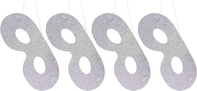 Folat - Zilverkleurige Glitter Maskers - 4 stuks
