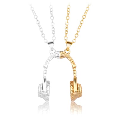 Bixorp Friends BFF Ketting voor 2 Magnetische Koptelefoon - Goud & Zilverkleurig - Twee Helften Headset - Best Friends Ketting Vriendschap Cadeau voor Twee