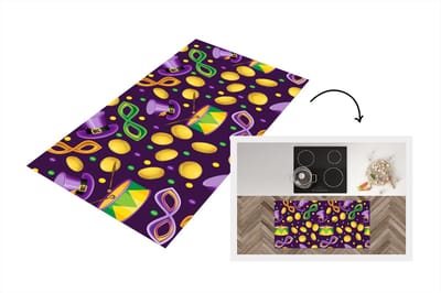 Keukenloper - Loper keuken - Carnaval - Feest - Paars - Patronen - 120x60 cm - Keukenloper vinyl