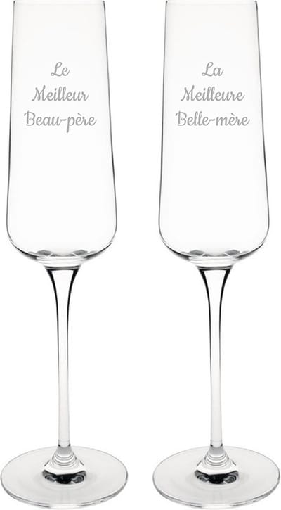 Champagneglas gegraveerd - 27cl - Le Meilleur Beau-père & La Meilleure Belle-mère