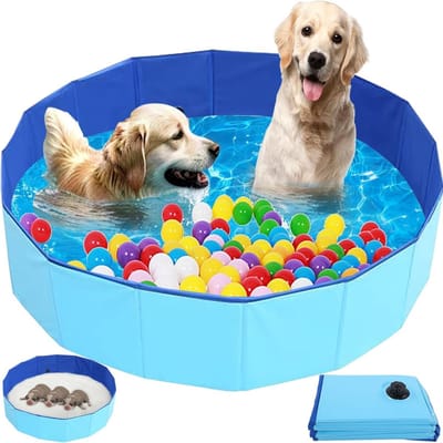 Hondenbad met Afvoerklep, 60 x 20 cm, Antislip Zwembad voor Honden, Ideaal voor Zomerplezier en Verkoeling