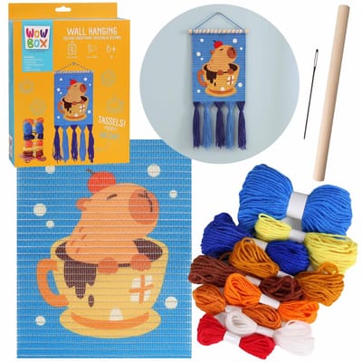 WOW BOX - Macramé CAPYBARA in een kopje, creatieve borduurset, DIY-wanddecoratie 6+