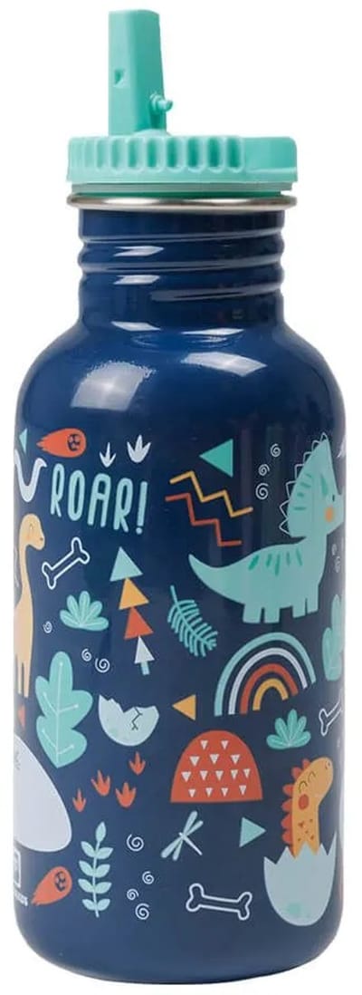 Eurekakids Personalized Kids Water With Dinosaur Design Waterfles Blauw