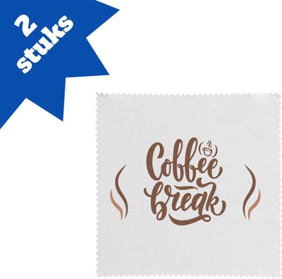 Akyol - coffee break brillendoekjes - Koffie - koffie drinkers/liefhebbers - verjaardagscadeau - cadeau - kado - geschenk - verjaardag - collega's - 17,8 bij 17,8 cm - 2 stuks