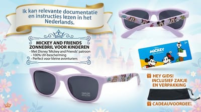 Disney - Mickey Mouse Zonnebril - Zonnebril voor kinderen - Roze - Meisjes - Zwart lenskleur - Ovaal - Zomer 2023 - UV400 Bescherming