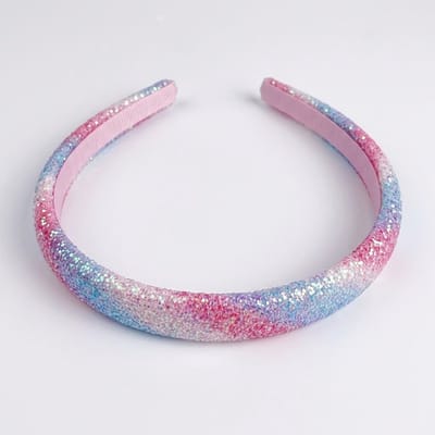 Roze-blauw haarband meisjes met glitter – pastel glanzende haarband in zachte kleuren – schattig haar accessoire voor kinderen of feestelijke gelegenheden