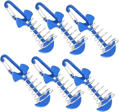Grondpennen Set - Tentharingen Ankers - Tent Vastzetten - Visgraat Ontwerp - 6 Sets - Blauw