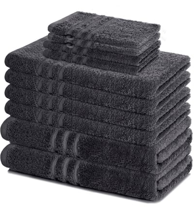 10-delige handdoekenset Elena - antraciet, 4 x handdoek, 2 x douchehanddoek, 2 x gastendoek, 2 x washandje, 100% katoen