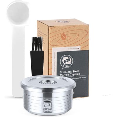Pour Lavazza Point Capsules de Café Rechargeables Pod Acier Inoxydable Réutilisables Filtres à Café Capsule Tasse Machine à Café icafilas beige