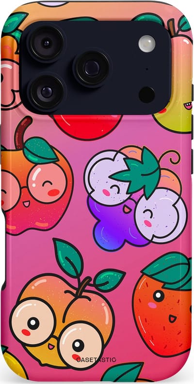 Casetastic hoesje geschikt voor Apple iPhone 17 Pro - MagSafe - Dubbellaagse bescherming - Fruitige Grapjes - Fashion Case - Koraal Roze Perzik Goud