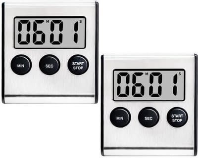 - Digitale Keuken Timer - Met Luid Alarm - Zilver - Magnetische Timer - 100 Minuten Countdown - Geschikt voor Koken, Leren