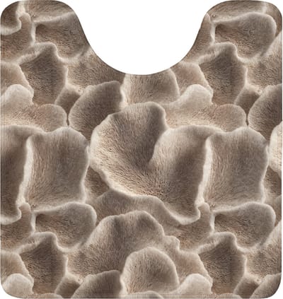 WC mat met uitsparing 55x60 cm - Antislip - Waaiervorm - Beige - Vezel textuur - Toiletmat met uitsnijding - Vloermat - Douchemat - Toilet tapijt - Toiletmatten