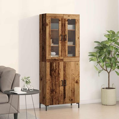 vidaXL - Highboard - 2 - st - Oud - hout - 69,5 - x - 34 - x - 180 - cm - Bewerkt - hout