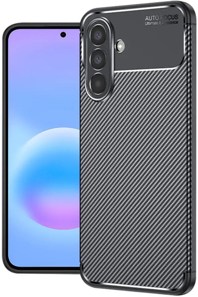 Techsuit Carbon Fiber Silicone Back Cover Hoesje geschikt voor Samsung Galaxy A57 - Zwart