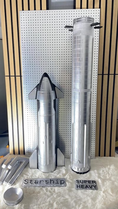 Ruimte Model Starship Rocket Booster Replica Ruimtevaartuig Decoratie Verzamelaar Ruimteliefhebber Wanddecoratie | 50 cm Ship + Booster