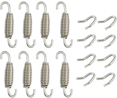 Dailygoods- Uitlaatveer 55mm - 8 Stuks - Roestvrij Staal - Waterdicht - Corrosiebestendig - Universele Pasvorm - Uitlaatveer Set
