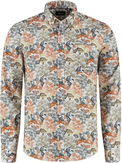 Boston Brothers overhemd - blouse 1009 - bruin/oranje/grijs print - Lange mouwen - maat M