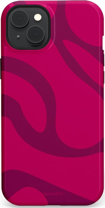 Casetastic hoesje geschikt voor Apple iPhone 15 Plus - MagSafe - Dubbellaagse bescherming - Violet Paarse Golven - Fashion Case - Roze